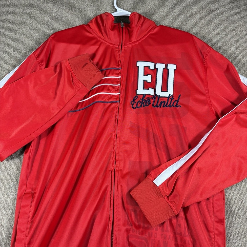 Ecko Unltd Track Jacket Adult L Y2K Vintage Red Logo Full Zip Long Sleeve Mens.